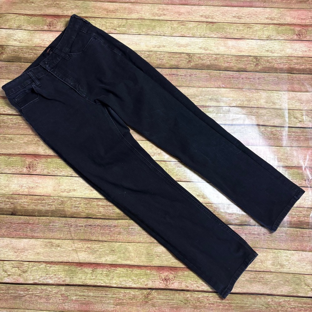 Quince Black Straight Leg Jeans Size 28 High Rise Stretch Denim